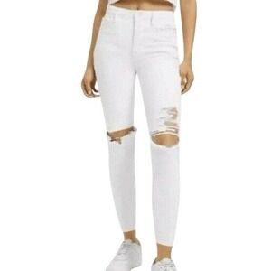 🆕 GOOD AMERICAN Good Waist Distressed White High Rise Skinny Jeans NWT $139  4